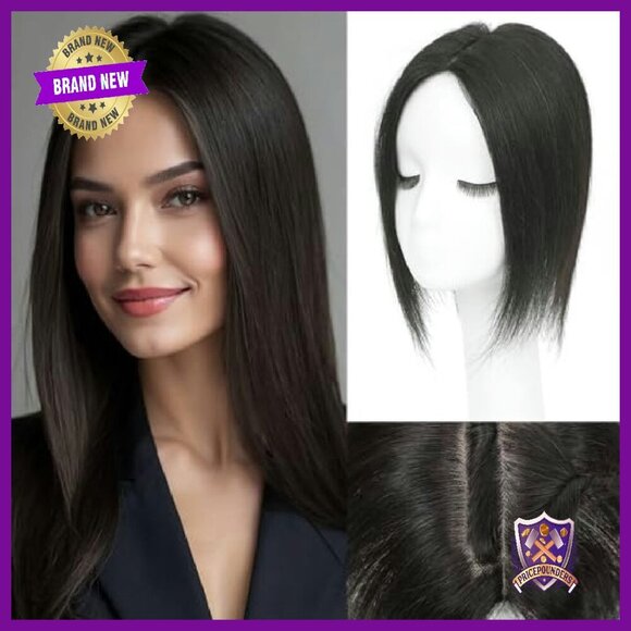 12 Inch Human Hair Topper for Thinning Hair, 360° 3D Upgrade main image 5